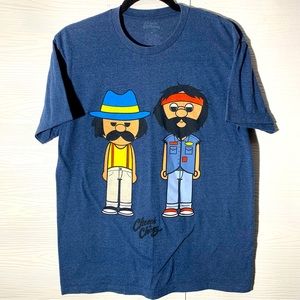 Cheech & Chong Cartoon Graphic Heather Blue T-Shirt
